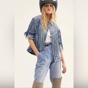 Free People fringe denim jacket